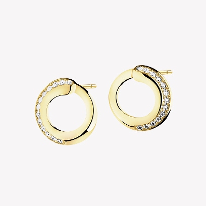 Gold hoop earrings with diamonds