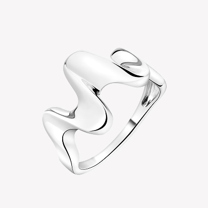 silver ring in a futuristic shape