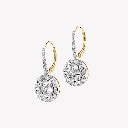 Gold earrings set with diamonds