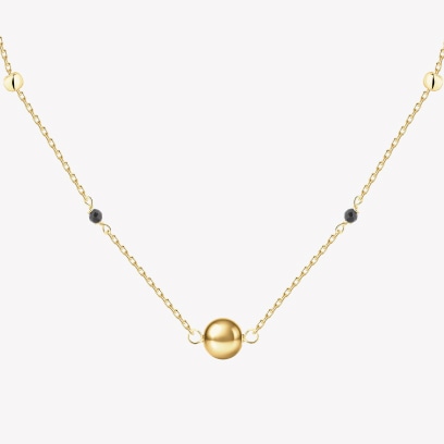 Gold necklace with a pendant - gold pearl