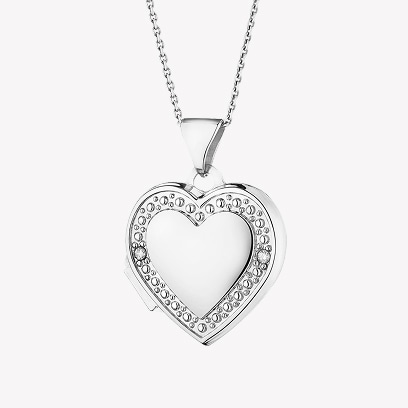Silver pendant with cubic zirconia - heart-shaped box