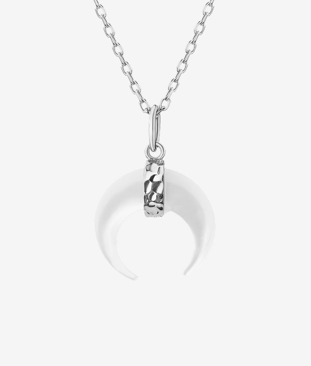 Silver necklace with mother of pearl - Moon
