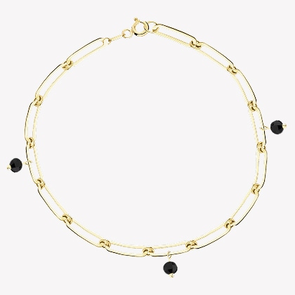 Gold bracelet with cubic zirconia - paper clip