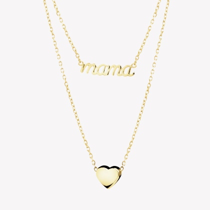 Gold necklace - mom, heart