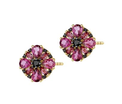 YYellow gold earrings with brilliant-cut diamonds