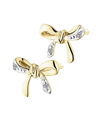 Yellow gold earrings with diamonds - bows