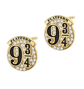Silver earrings with zircons and enamel - Harry Potter, platform 9 and ¾