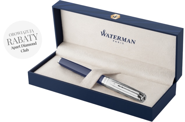 Granatowe pióro marki Waterman w opakowaniu