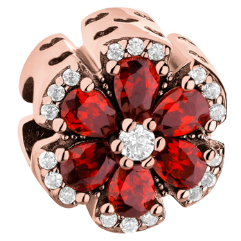 Zawieszka srebrna beads z cyrkoniami - kwiat