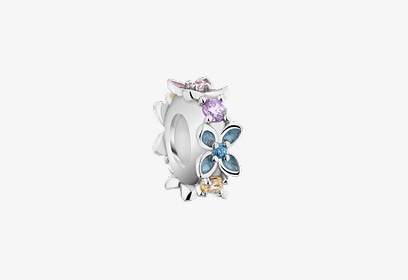 Zawieszka srebrna beads z cyrkoniami - stoper - kwiaty