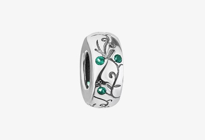 Zawieszka srebrna beads z cyrkoniami - stoper - kwiaty