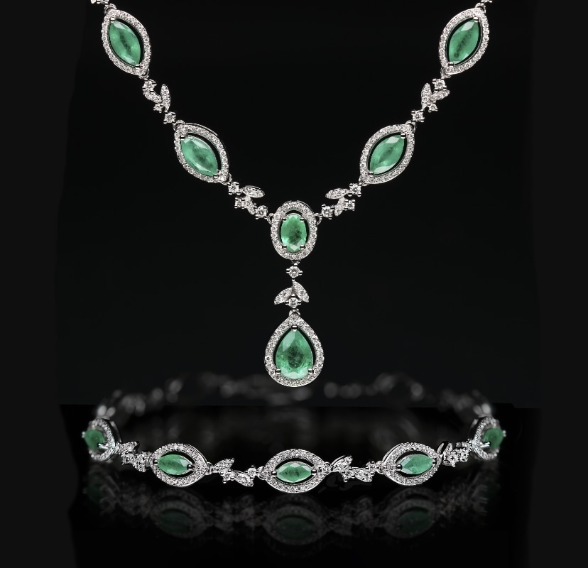 Emeralds with diamonds