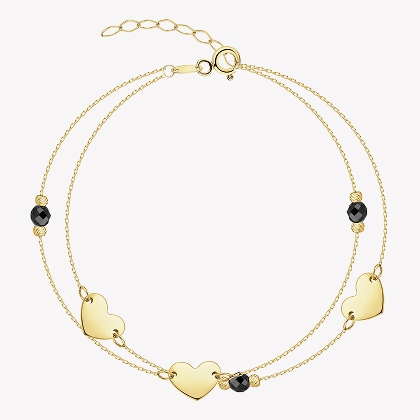 Złota bransoletka z cyrkoniami - serca