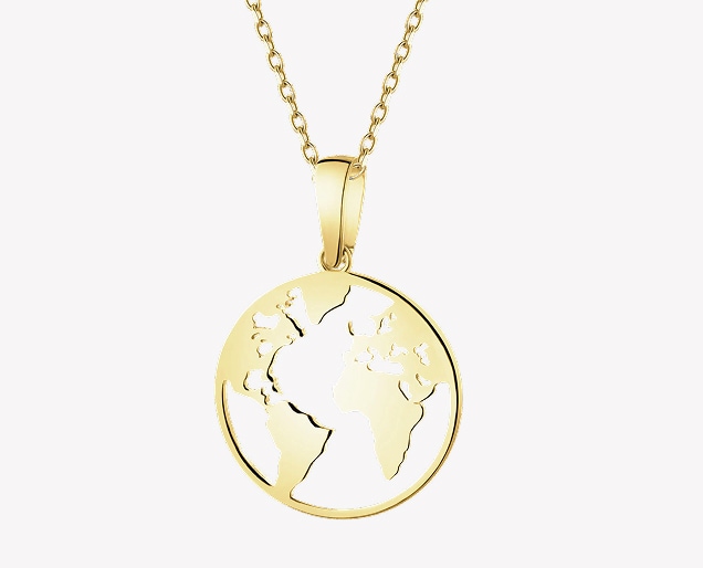 Złota zawieszka - kontynenty