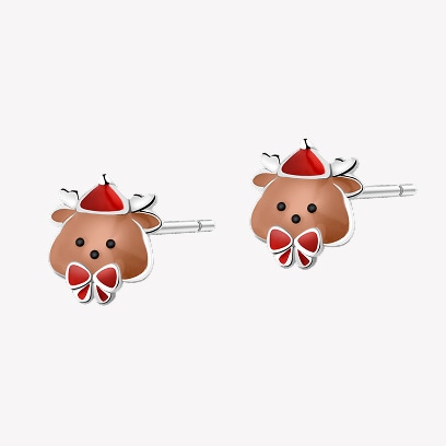 Kolczyki srebrne z emalią - renifery