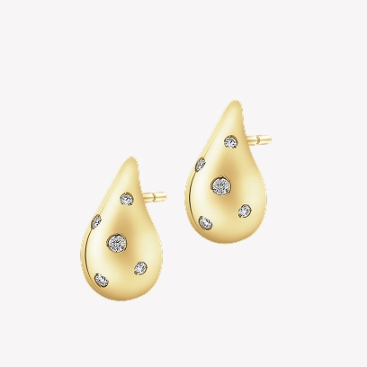 Kolczyki z żółtego złota z brylantami - łezki