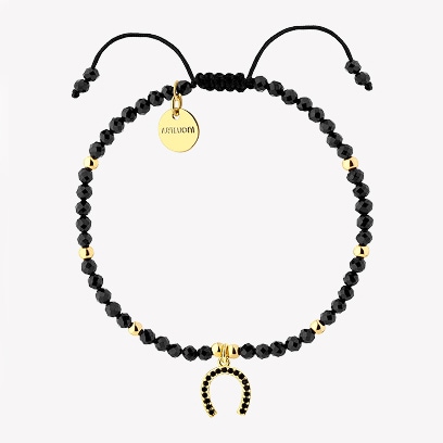 Bransoletka z mosiądzu pozłacana ze spinelami i cyrkoniami - podkowa