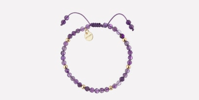 Bransoletka z mosiądzu pozłacana z ametystami