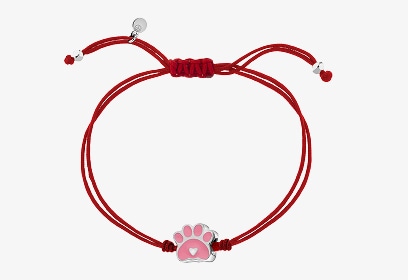 bransoletka na żemyku z zawieszką srebrną - łapka