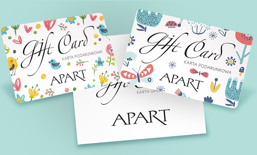 rożne wzory i kolory kart podarunkowych