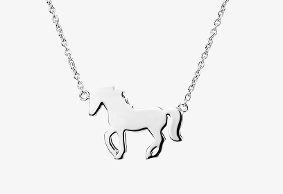srebrny naszyjnik z zawieszką - koń