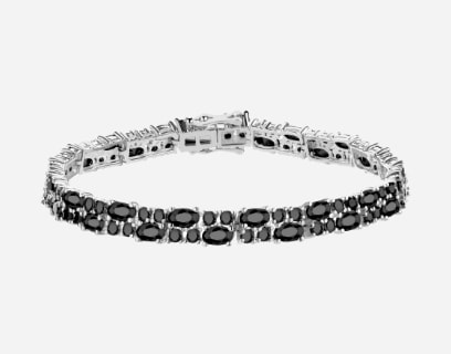 Srebrna bransoletka z czarnymi kamieniami