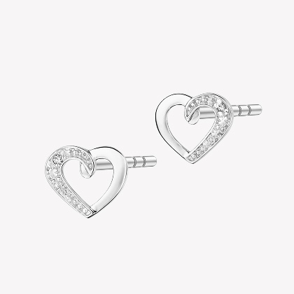 Srebrne kolczyki w kształcie serca z cyrkoniami