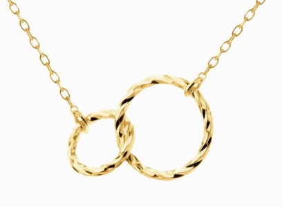 Złoty naszyjnik z okrągłymi złotymi zawieszkami