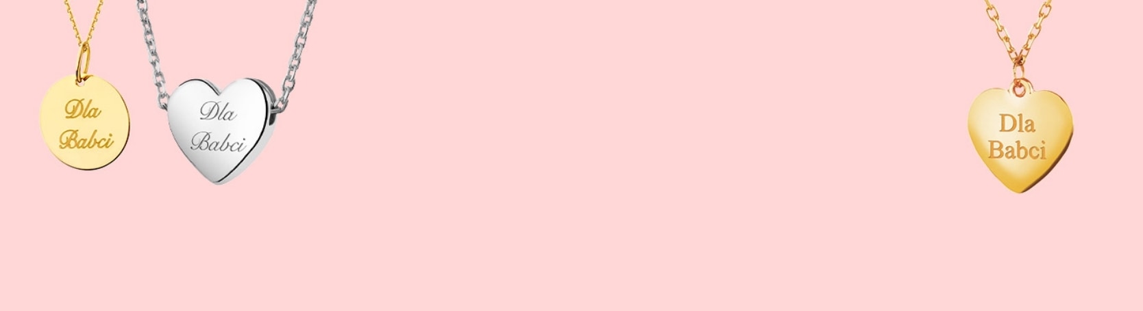 Dwie złote zawieszki oraz srebrna zawieszka z wygrawerowanym napisem - dla babci