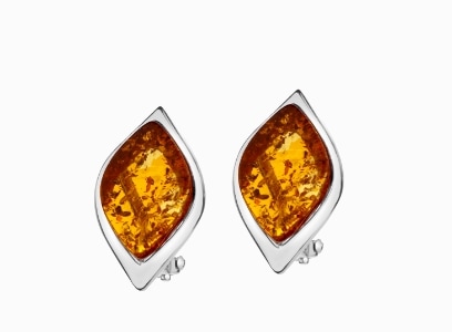 Kolczyki srebrne z bursztynem