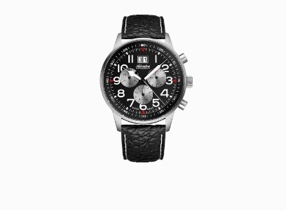 Zegarek ze skórzaną opaską i czarną kopertą