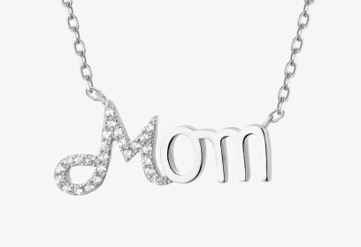 Zawieszka srebrna z cyrkoniami - mama