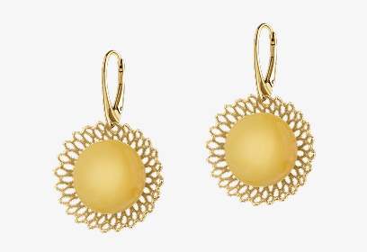 Kolczyki srebrne z bursztynem - rozety