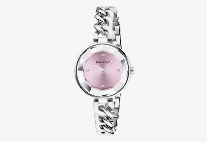 Damski zegarek z różową tarczą marki Elixa