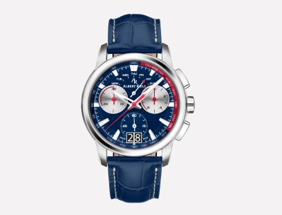 Zegarek chronograf Albert Riele z granatowym skórzanym paskiem