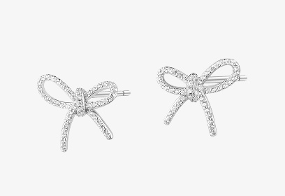 Srebrne kolczyki z cyrkoniami - kokardki