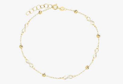 Złota bransoletka - nieskończoności, kulki