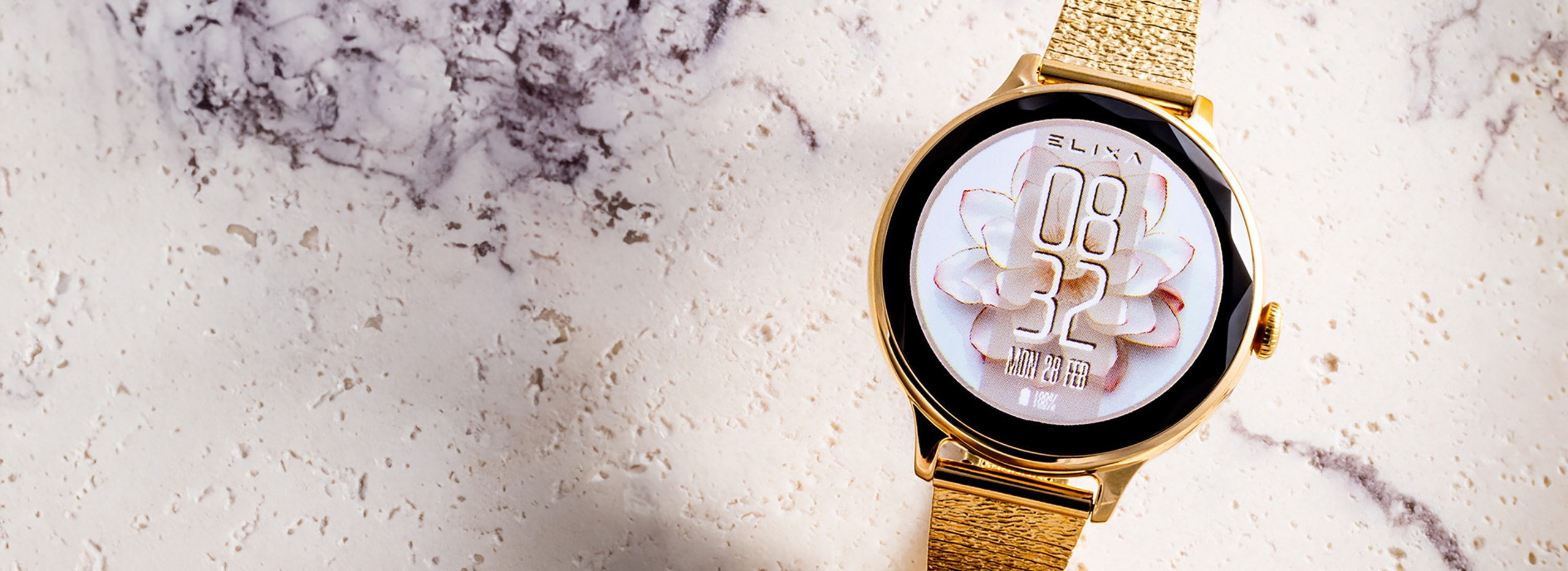 Smartwatch marki elixa - bransoleta stalowa w kolorze złota