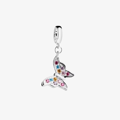Srebrna zawieszka beads z kolorowymi cyrkoniami