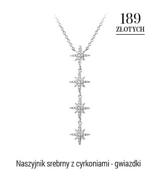 Naszyjnik srebrny z cyrkoniami - gwiazdki