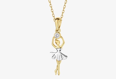 Wisiorek z żółtego złota z diamentami - baletnica
