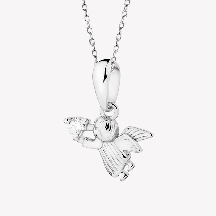 Srebrny wisiorek z cyrkoniami - anioł