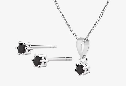 Srebrne kolczyki i zawieszka z cyrkoniami, łańcuszek - komplet