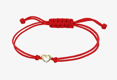 Bransoletka z elementami żółtego złota i diamentami - serce