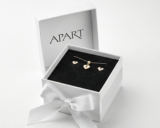 Komplet złotej biżuterii - łańcuszek i kolczyki w motywie serc