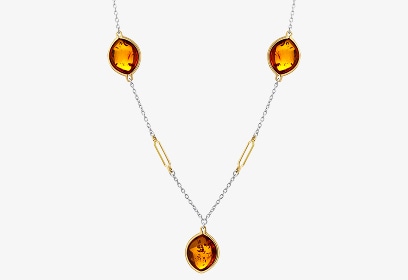 Srebnry naszyjnik z trzeba bursztynami