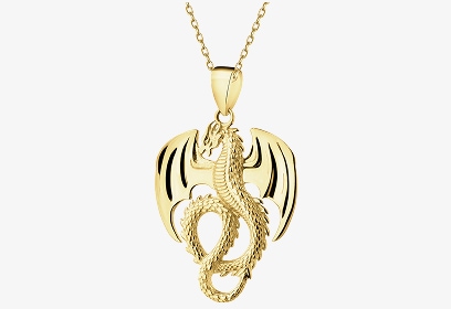 Złota zawieszka w kształcie japońskiego smoka