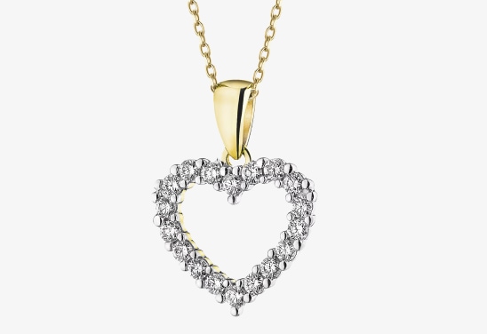 Zawieszka z żółtego złota z brylantami laboratoryjnymi - serce