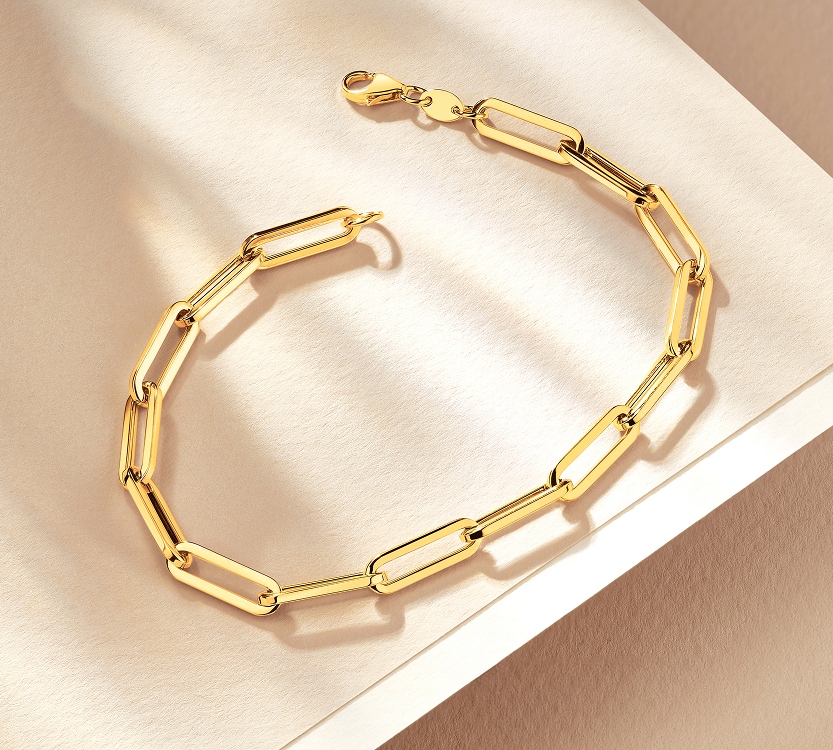 Złota bransoletka - paper clip