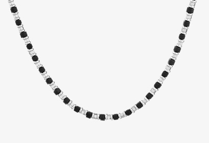 Naszyjnik ze stali szlachetnej z hematytami